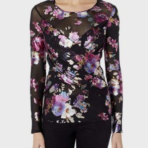 Parker Billy Metallic Floral Draped Top - NWT - M